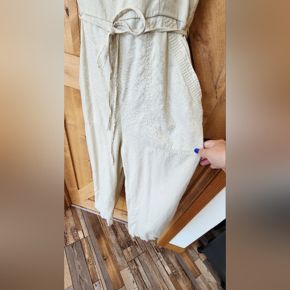 Old Navy, Sleeveless Linen-Blend Tie-Belt Wide-Leg Jumper, MP, Ecru - Picture 5 of 8